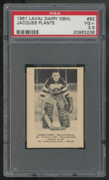 1951-52 Laval Dairy QSHL Jacques Plante RC #92 PSA 3.5