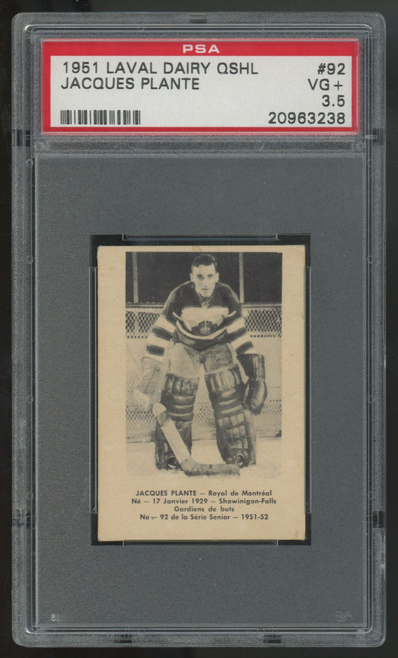1951-52 Laval Dairy QSHL Jacques Plante RC #92 PSA 3.5