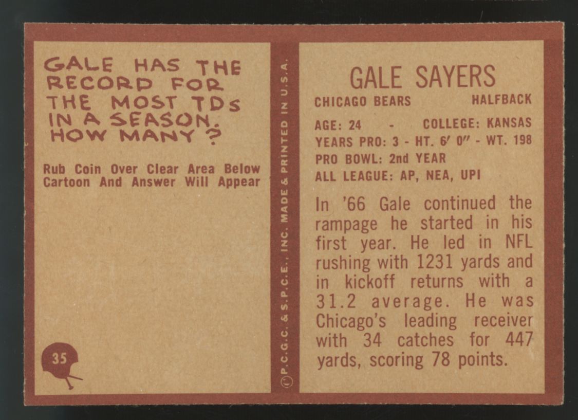 1967 Philadelphia Gale Sayers #35 EX-MT (B)