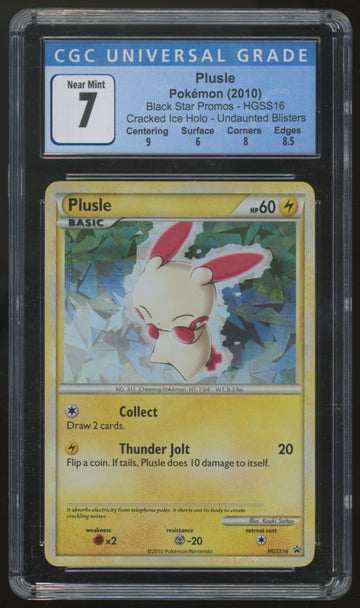 2010 Pokemon Plusle Black Star Promo Cracked Ice Holo HGSS16 CGC 7
