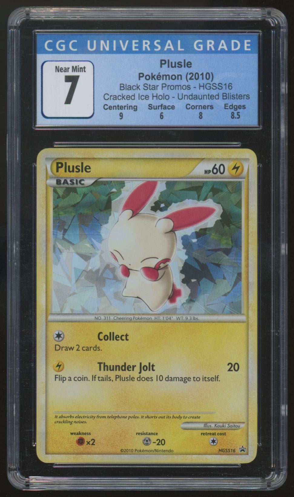 2010 Pokemon Plusle Black Star Promo Cracked Ice Holo HGSS16 CGC 7