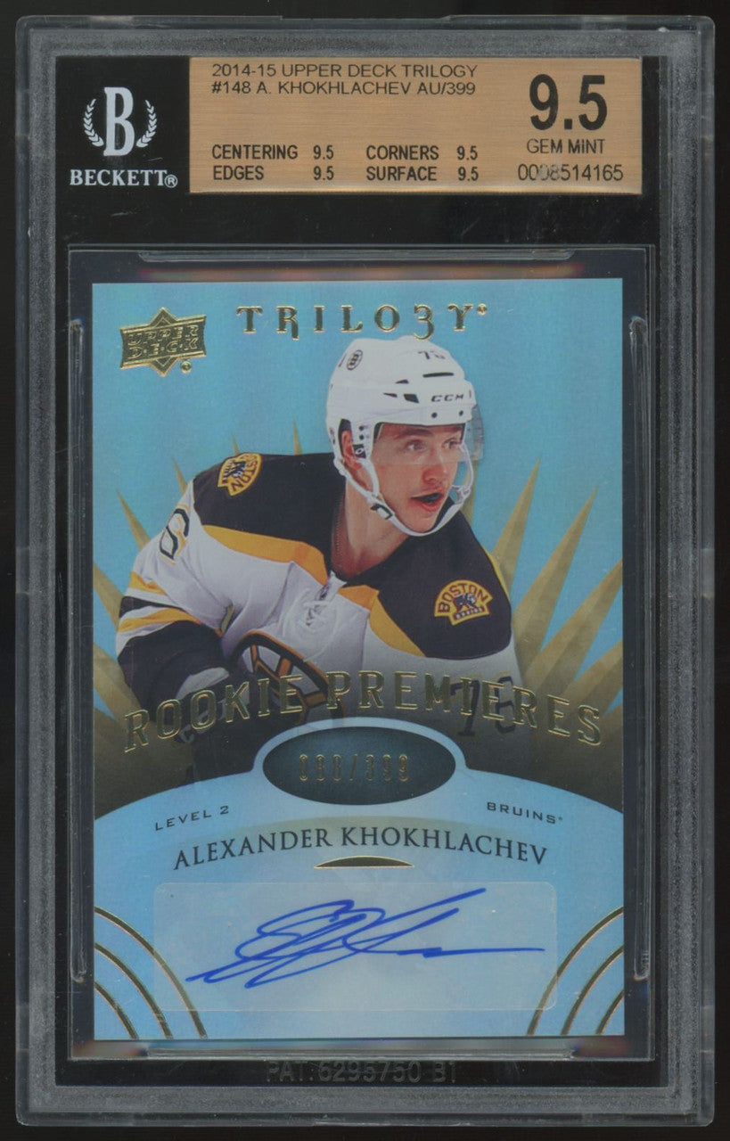 2014-15 UD Trilogy Alexander Khokhlachev RC Premieres Auto /399 #148 BGS 9.5 10
