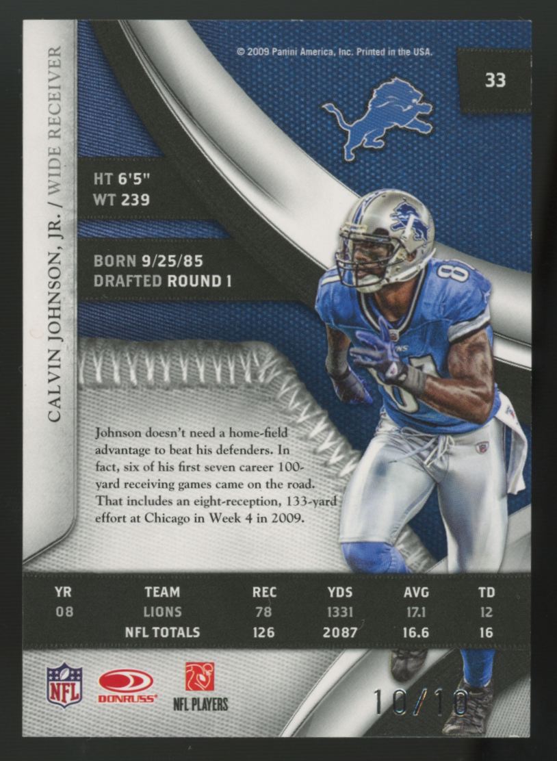 2009 Panini National Treasures Calvin Johnson Jr Century /10 #33