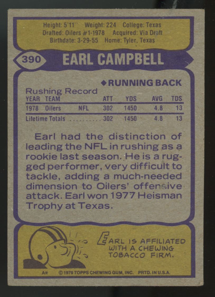 1979 Topps Earl Campbell RC #390 VG/EX