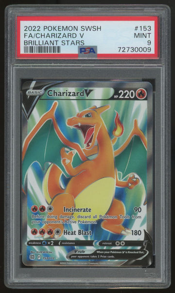 2022 Pokemon Charizard V Brilliant Stars Full Art #153 PSA 9