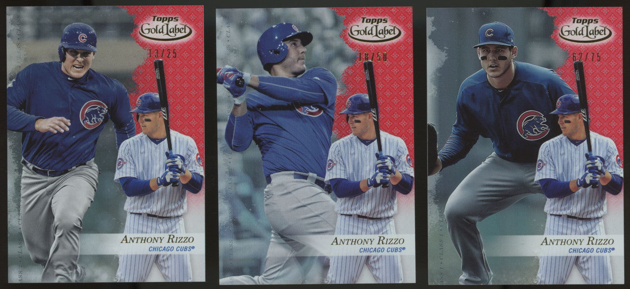 2017 Topps Gold Label Anthony Rizzo Lot of 3 Red /25 /50 /75 #40