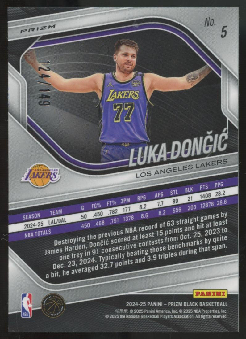 2024-25 Panini Prizm Black Luka Doncic Purple Ice /149 #5