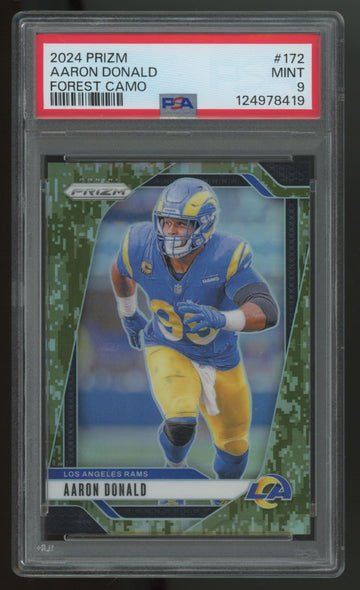 2024 Prizm Aaron Donald Forest Camo /15 #172 PSA 9