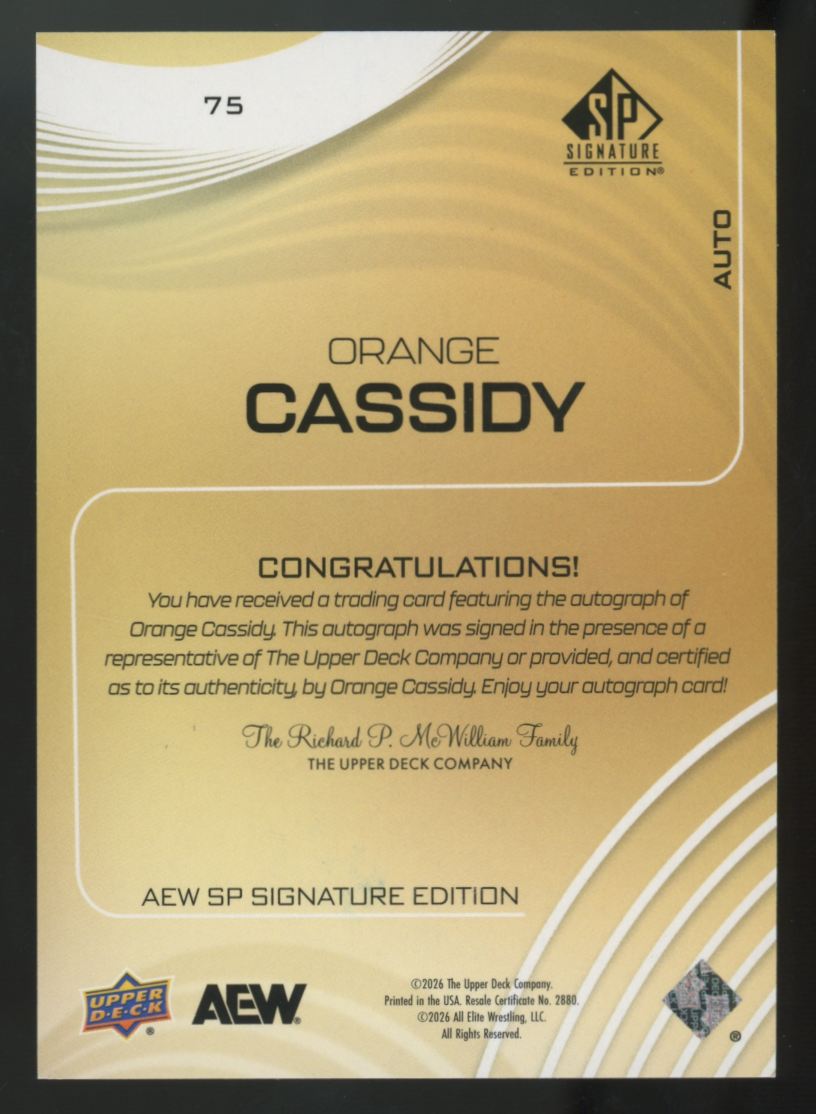 2025 Upper Deck AEW SP Signature Orange Cassidy Auto #75