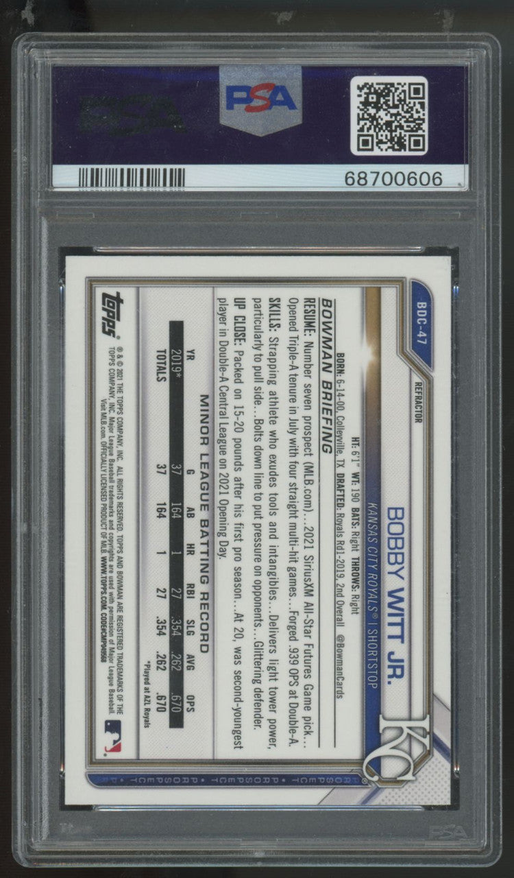2021 Bowman Draft Chrome Bobby Witt Jr Refractor #BDC47 PSA 10