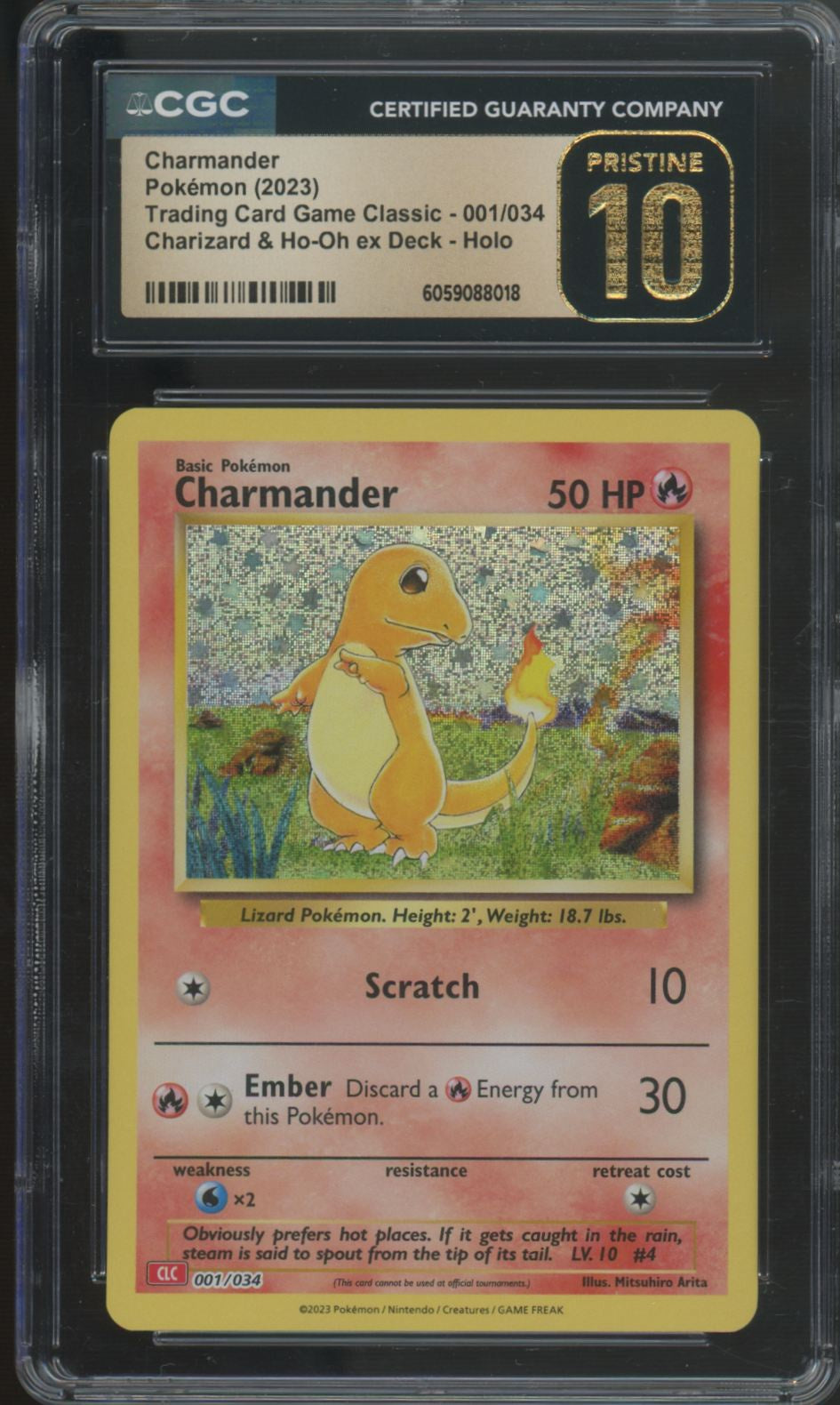 2023 Pokemon Charmander TCG Classic Holo #001 CGC Pristine 10