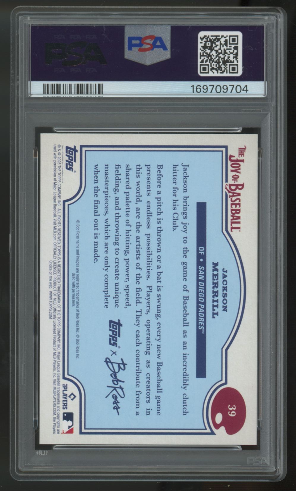 2025 Topps X Bob Ross Jackson Merrill Prussian Blue /50 #39 PSA 7