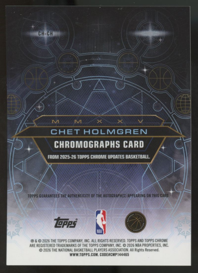 2025-26 Topps Chrome Cosmic Chet Holmgren Chromographs Auto #CH-CH