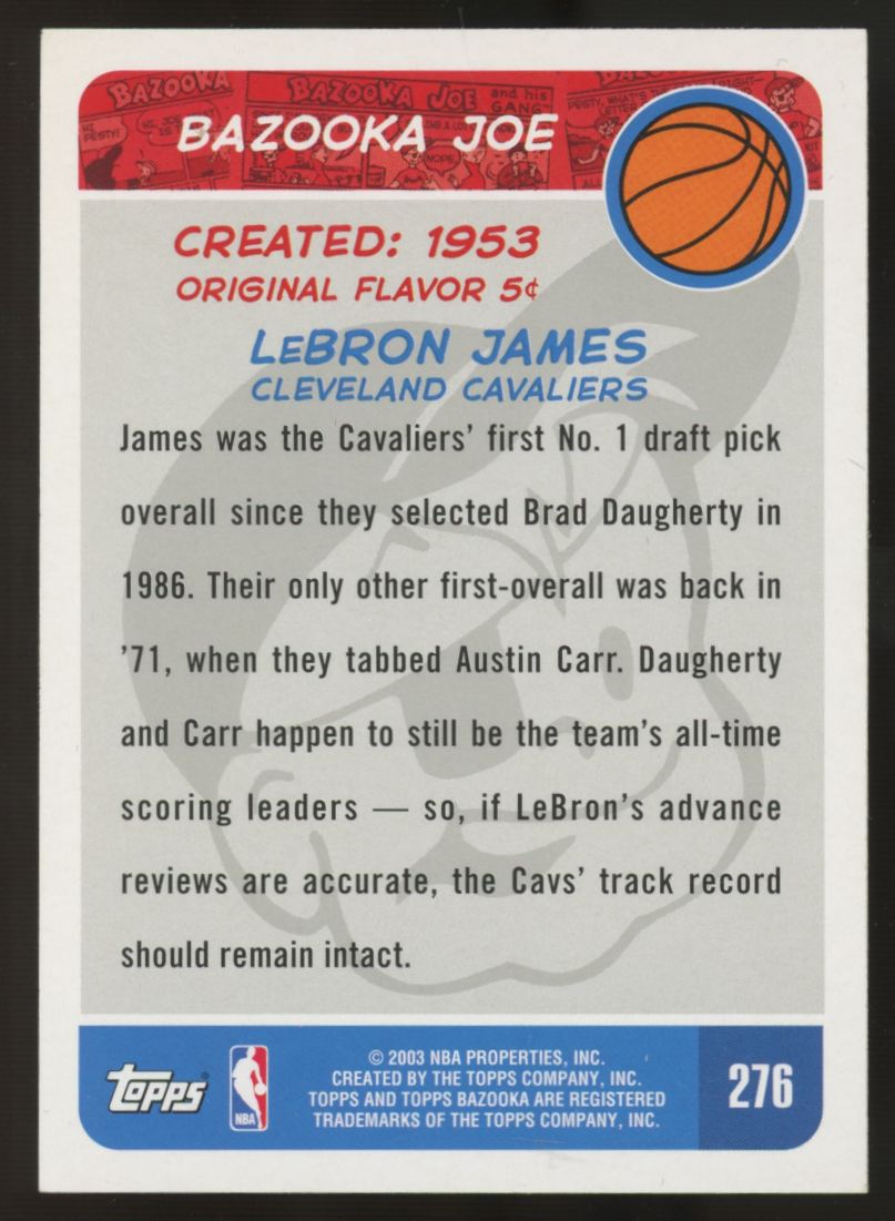 2003-04 Topps Bazooka LeBron James RC #276 *READ