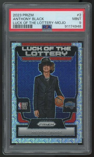 2023-24 Prizm Anthony Black Luck Of The Lotto Mojo /25 #2 PSA 9