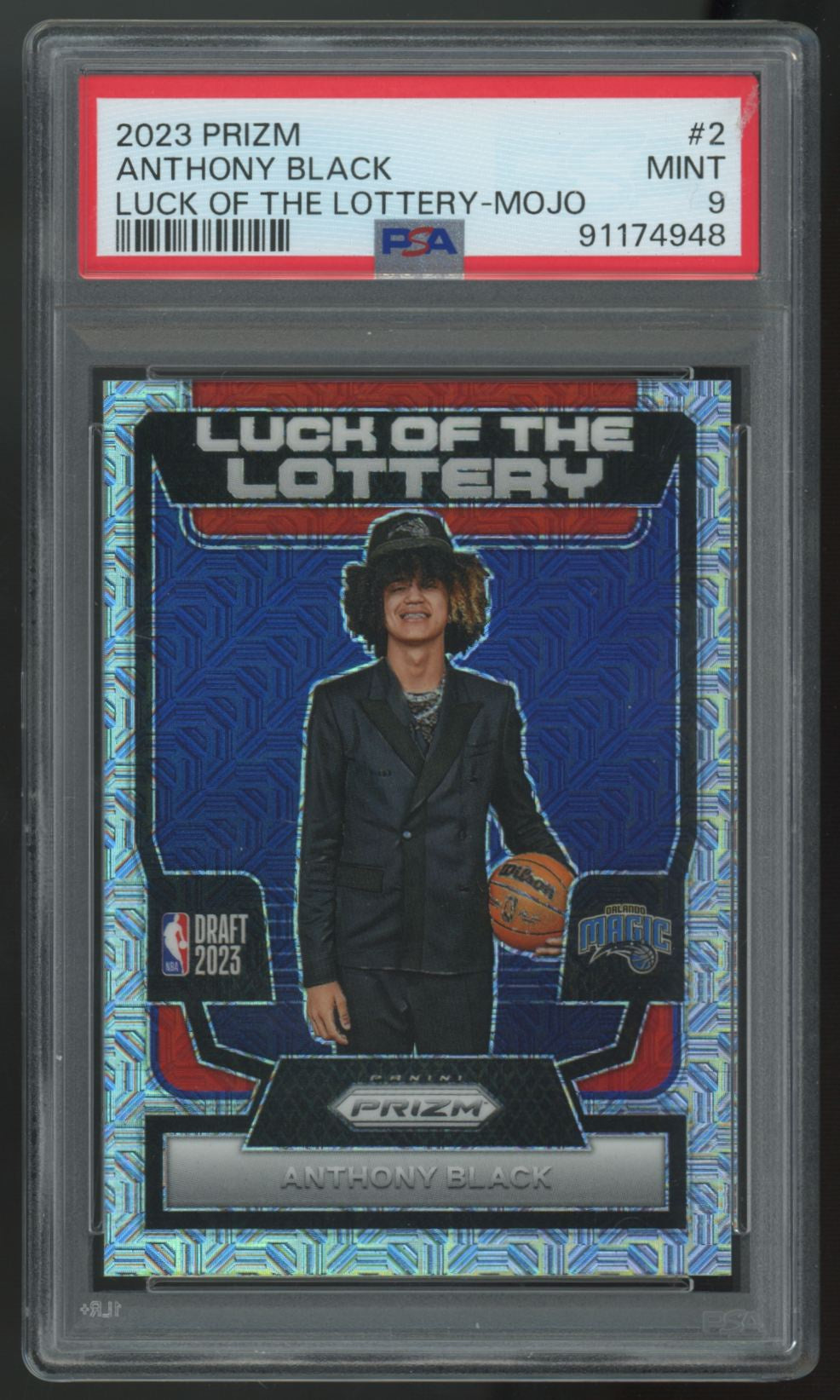 2023-24 Prizm Anthony Black Luck Of The Lotto Mojo /25 #2 PSA 9