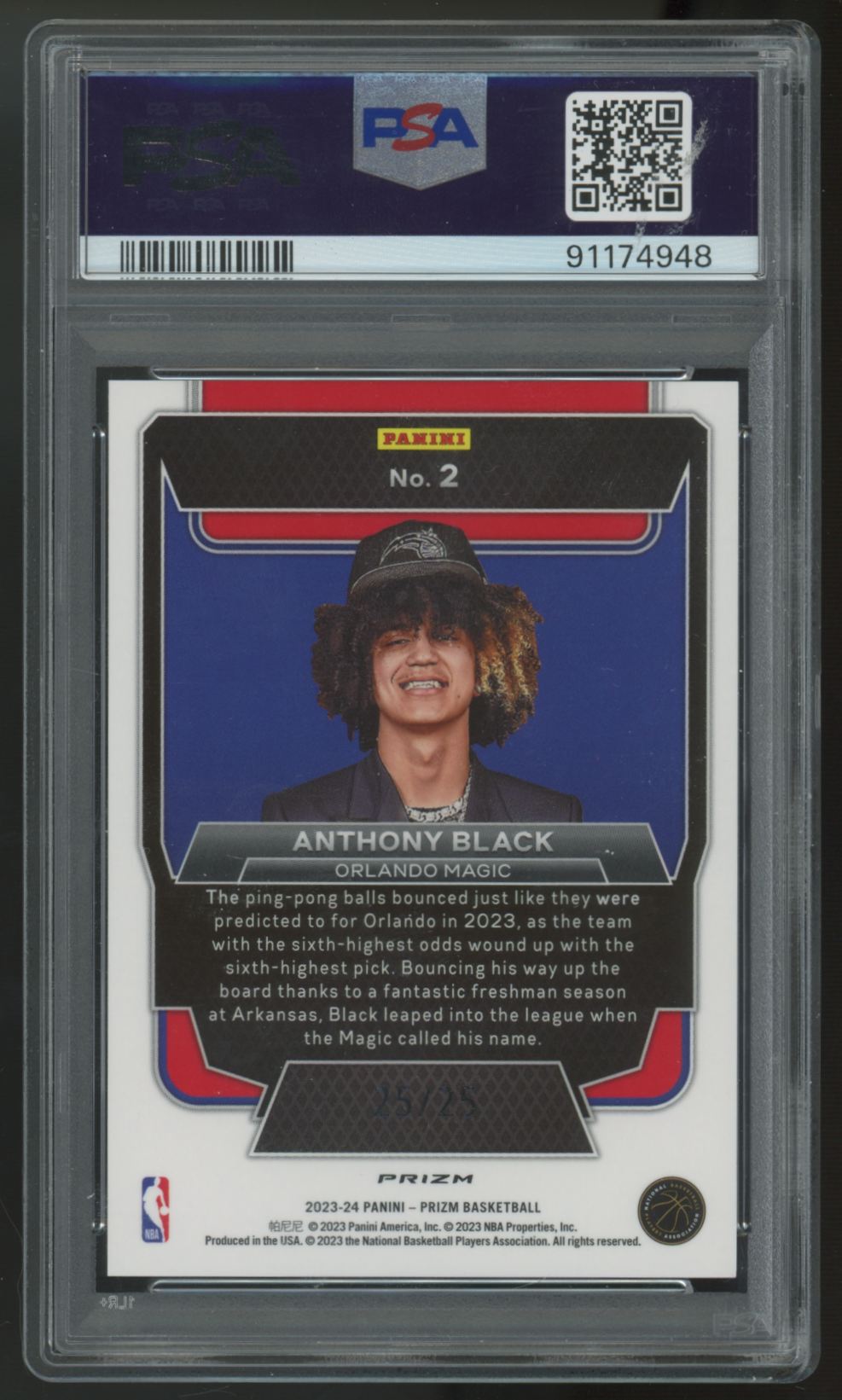 2023-24 Prizm Anthony Black Luck Of The Lotto Mojo /25 #2 PSA 9