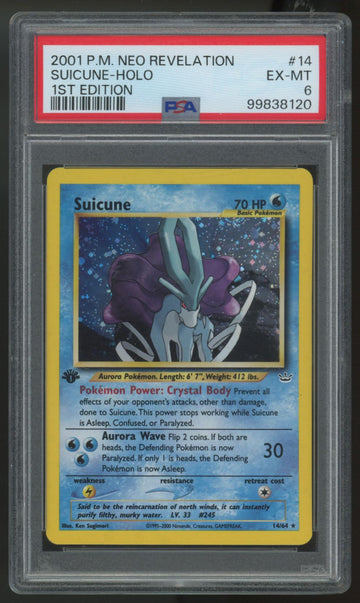 2001 Pokemon Suicune Neo Revelations 1st Edition Holo #14 PSA 6
