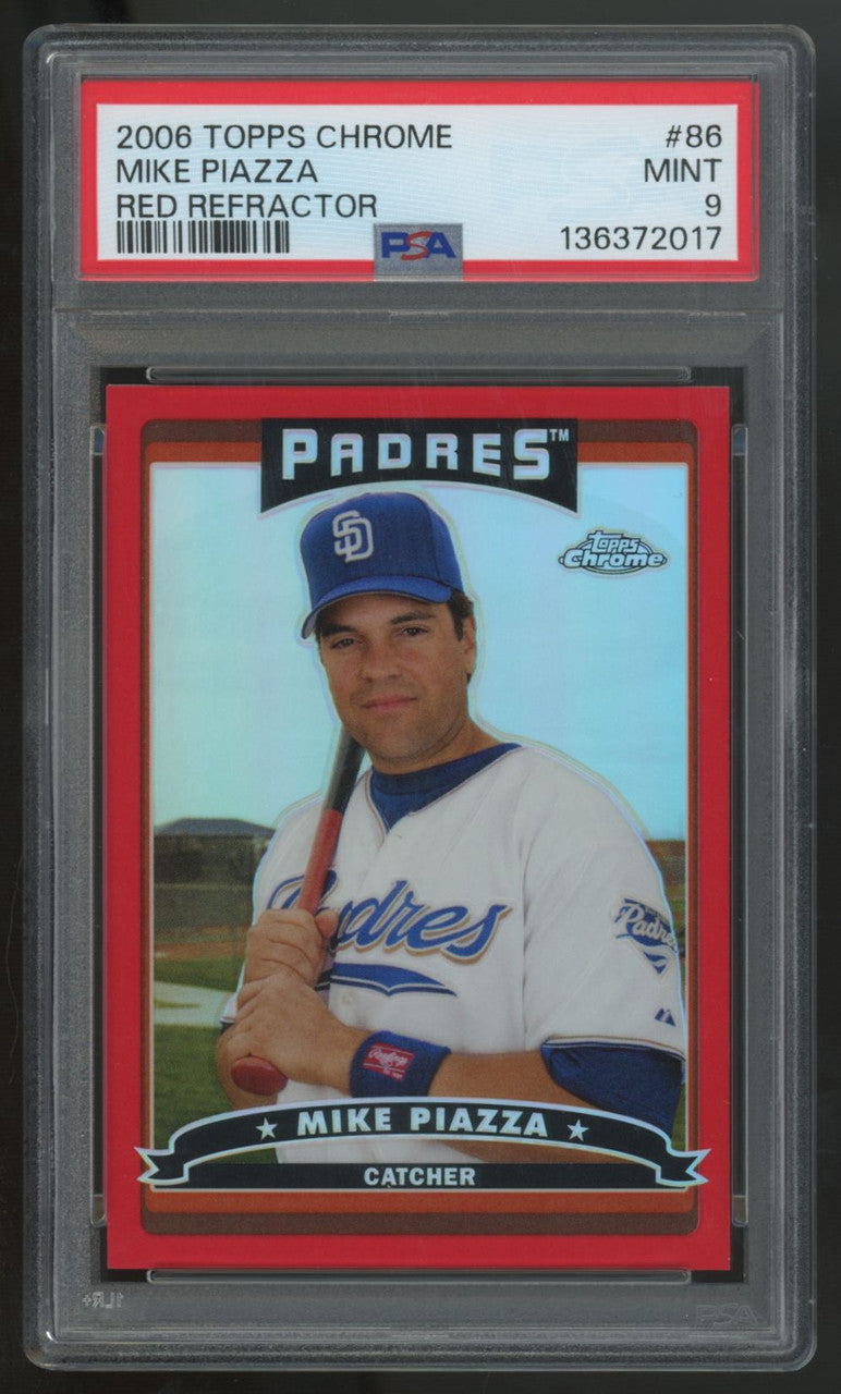 2006 Topps Chrome Mike Piazza Red Refractor /90 #86 PSA 9