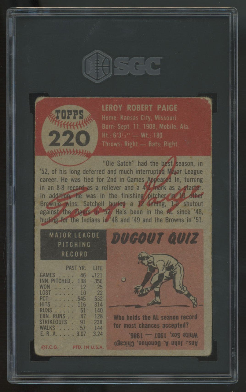 1953 Topps Satchell Paige #220 SGC 2