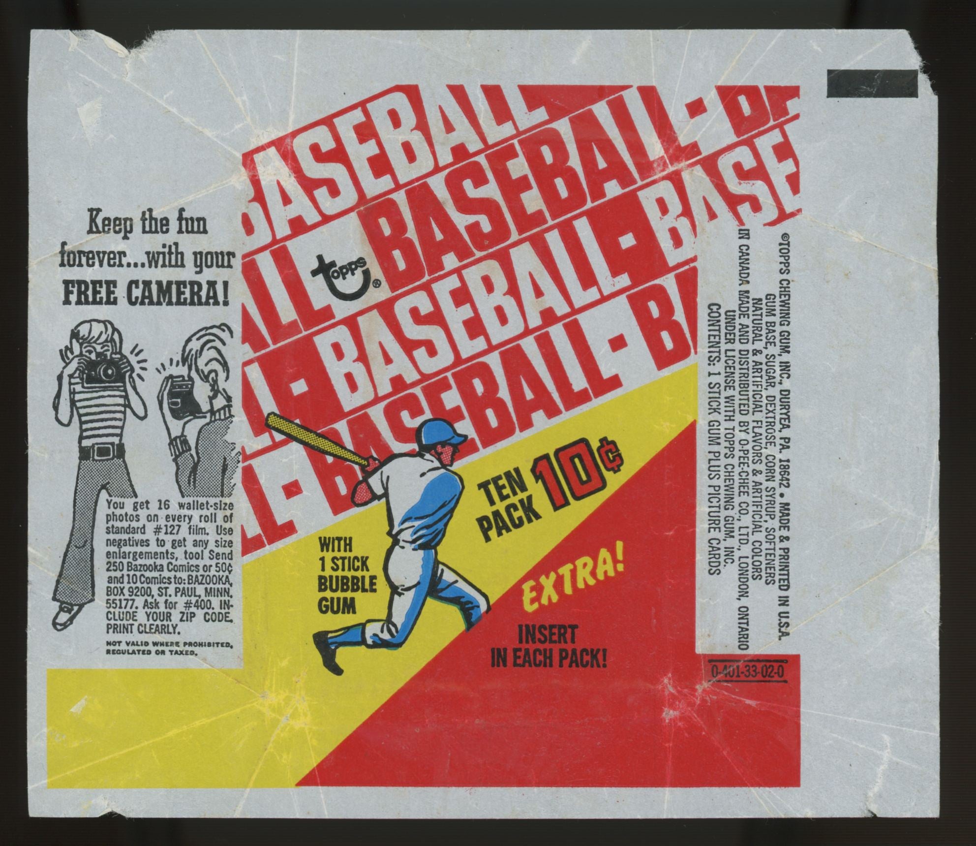 1970 Topps Baseball Wax Pack Wrapper Only
