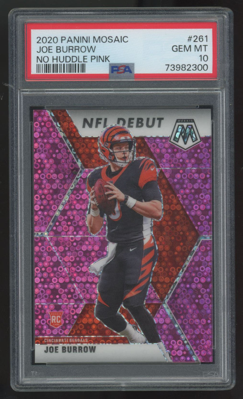 2020 Mosaic No Huddle Joe Burrow NFL Debut RC Pink /20 #261 PSA 10