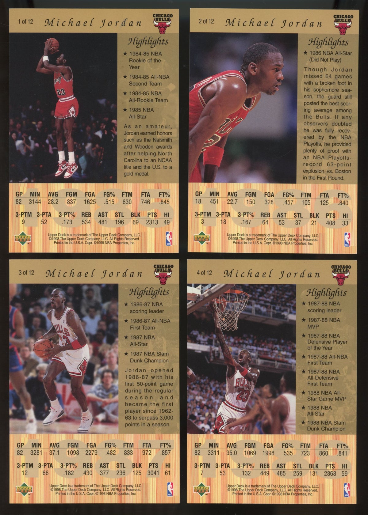1997-98 Upper Deck Michael Jordan Gatorade Complete Set (12/12) EX-NM