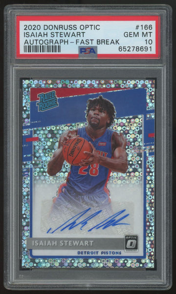2020-21 Donruss Optic Isaiah Stewart RC Rated Rookie Fast Break Auto #166 PSA 10