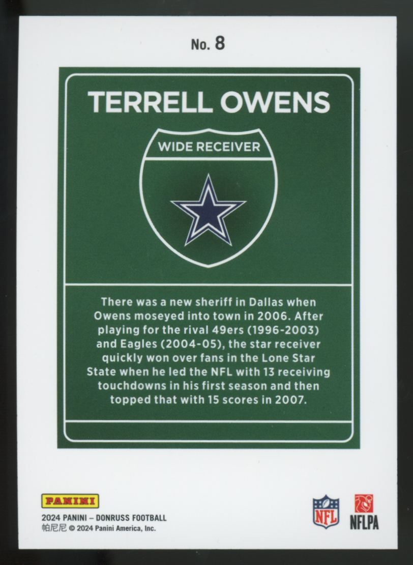 2024 Panini Donruss Terrell Owens Downtown SSP #8 "B"