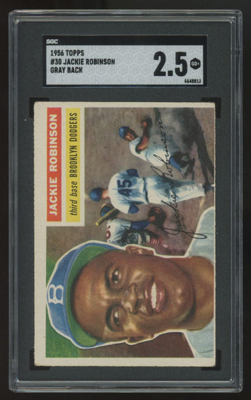 1956 Topps Jackie Robinson Gray Back #30 SGC 2.5