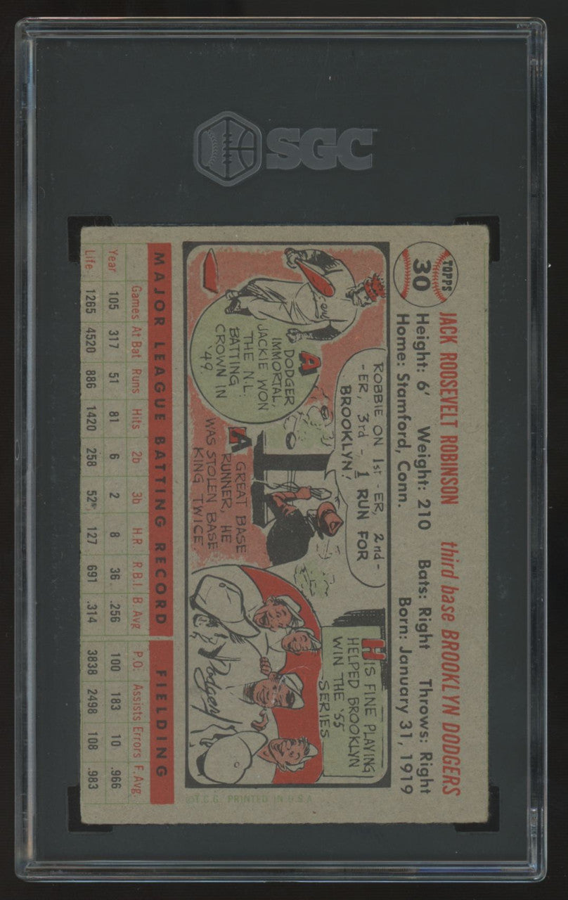 1956 Topps Jackie Robinson Gray Back #30 SGC 2.5