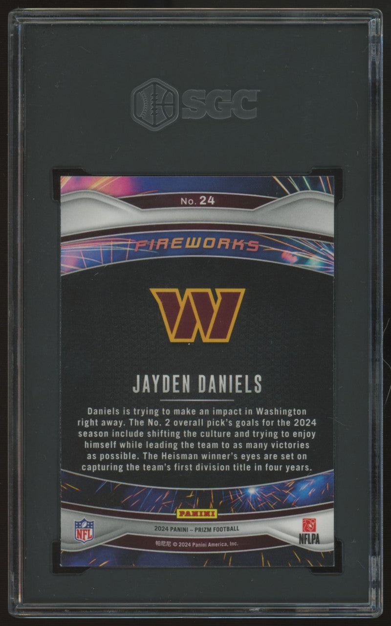 2024 Panini Prizm Jayden Daniels RC Fireworks #24 SGC 9.5