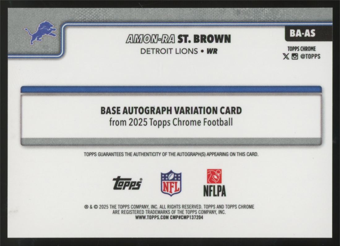 2025 Topps Chrome Amon-Ra St. Brown Pink Lava Refractor Auto /250 #BA-AS
