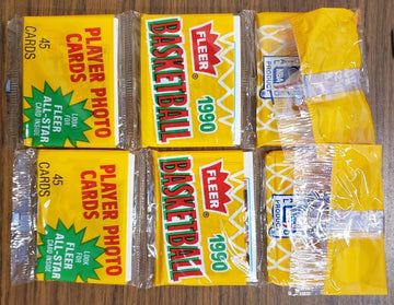 1990-91 Fleer Basketball Lot of 5 Sealed 45 Card Rack Packs - Includes Empty Rack Pack Box