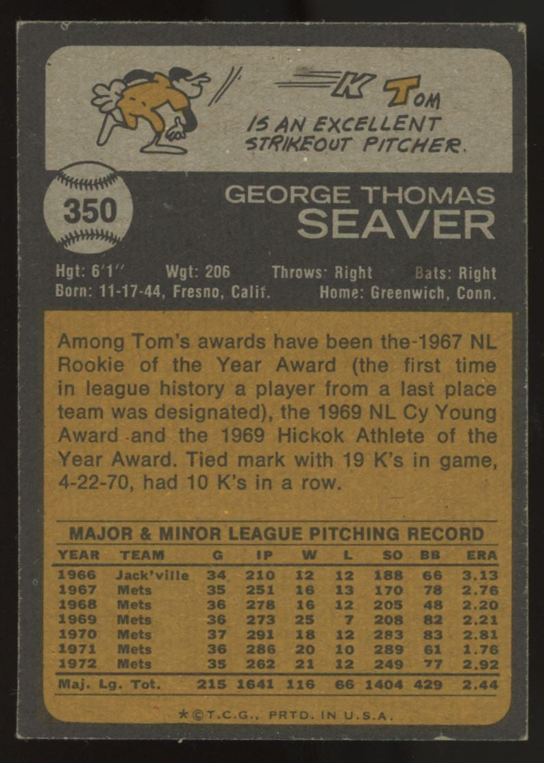 1973 Topps Tom Seaver #350 EX "B"