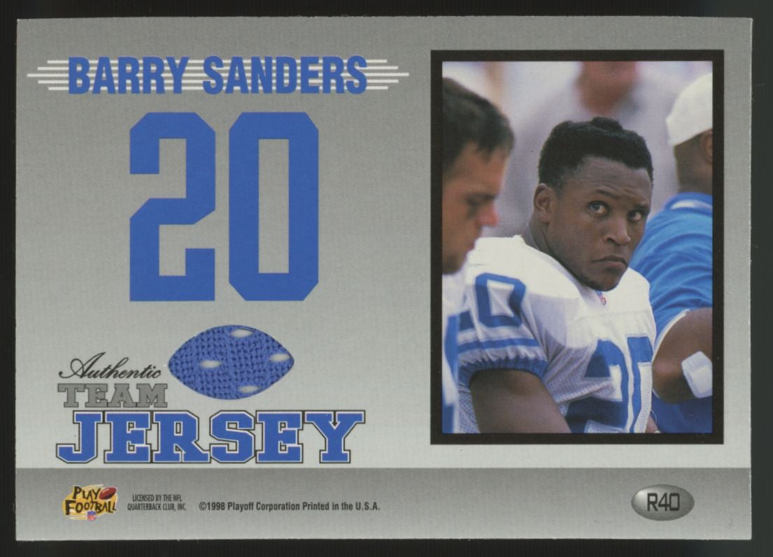 1998 Playoff Momentum Barry Sanders Team Jersey #R40