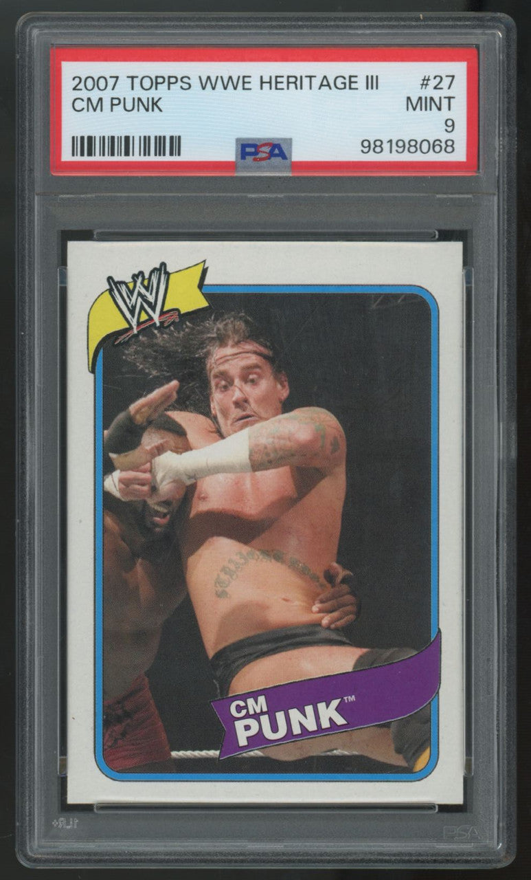 2007 Topps WWE Heritage III CM Punk #27 PSA 9