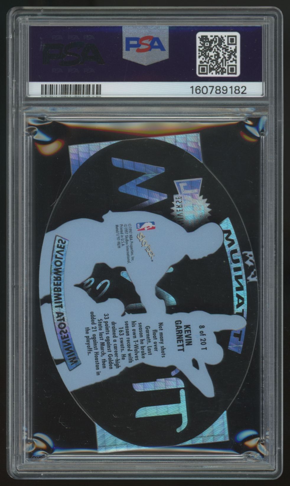 1997-98 Skybox Metal Universe Kevin Garnett Titanium #8 PSA 8
