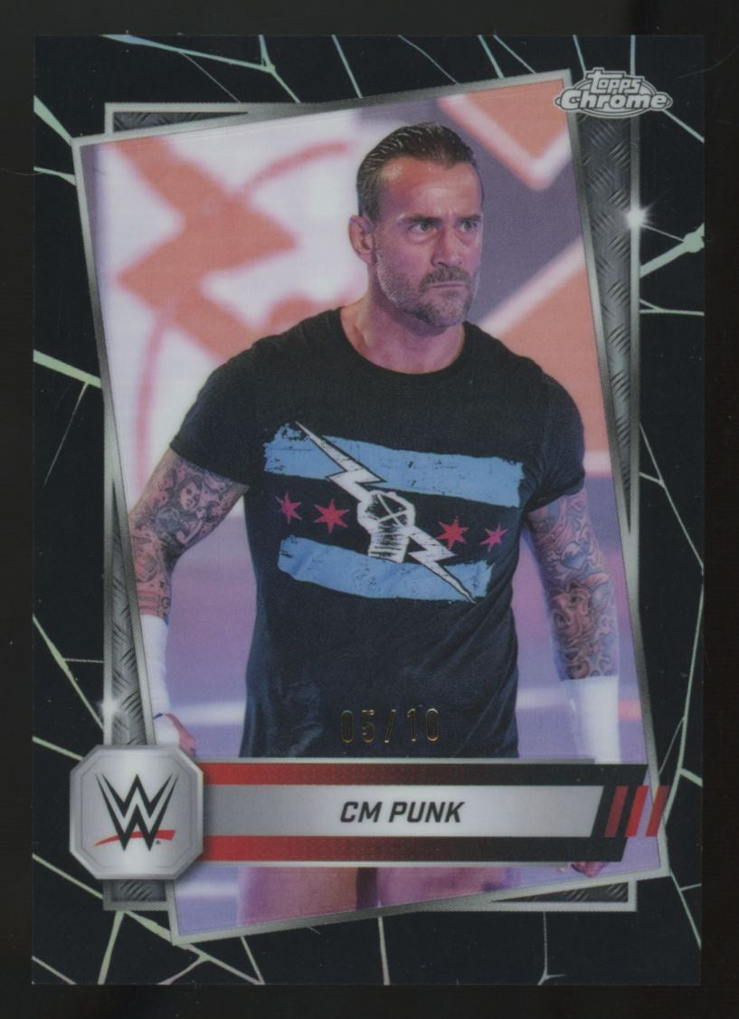 2025 Topps Chrome WWE CM Punk Black Refractor /10 #98