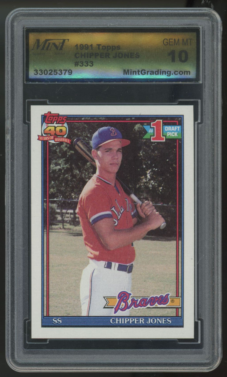 1991 Topps Chipper Jones RC #1 Draft Pick #333 MGS 10