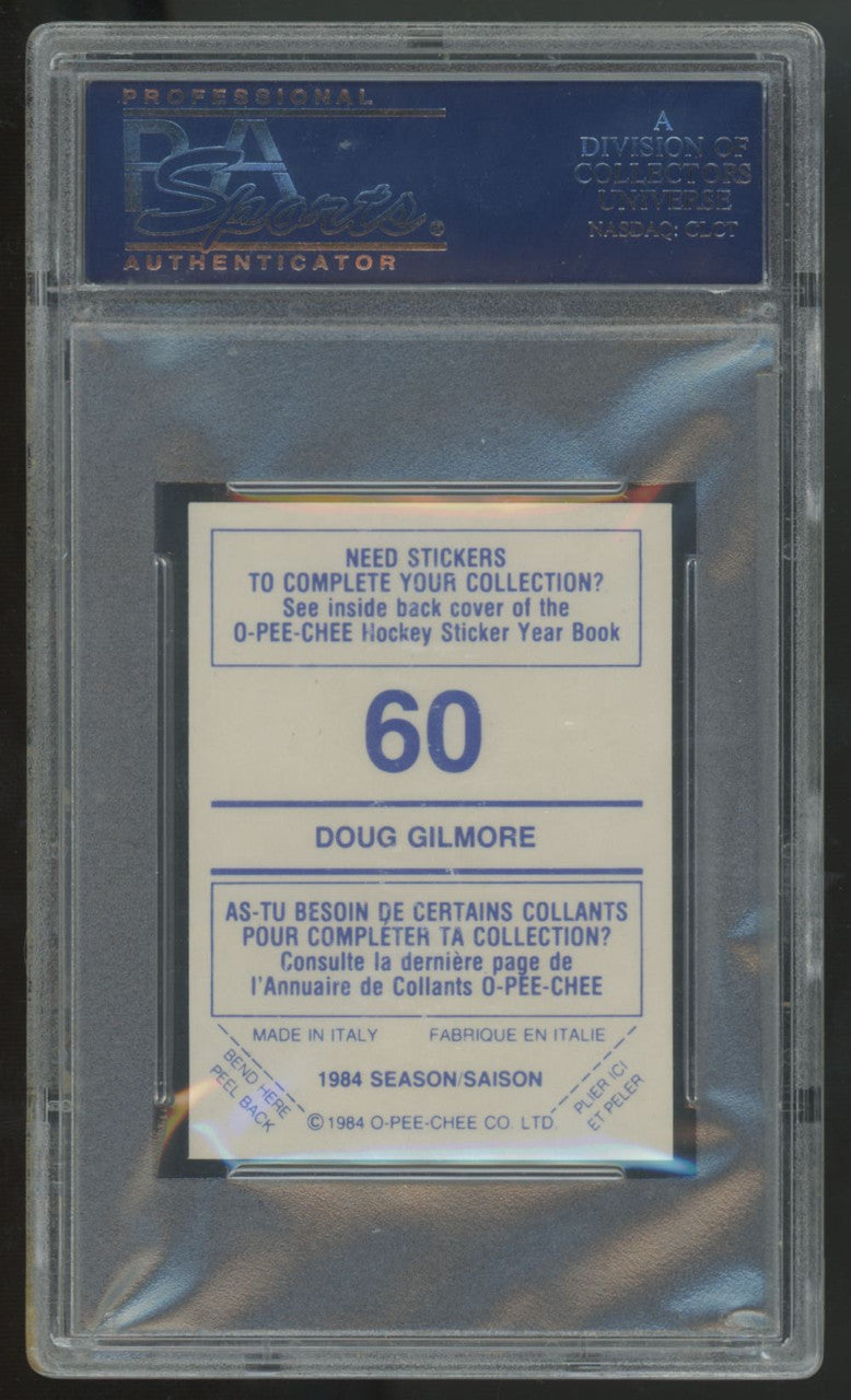 1984-85 O-Pee-Chee Sticker Doug Gilmour RC "Gilmore" Error #60 PSA 9
