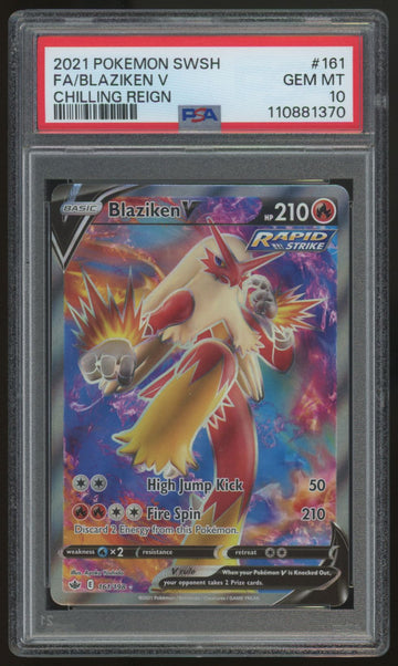 2021 Pokemon Blaziken V Chilling Reign Full Art #161 PSA 10