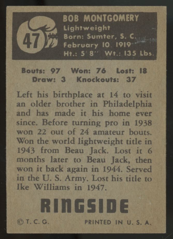 1951 Topps Ringside Bob Montgomery #47 VG-EX