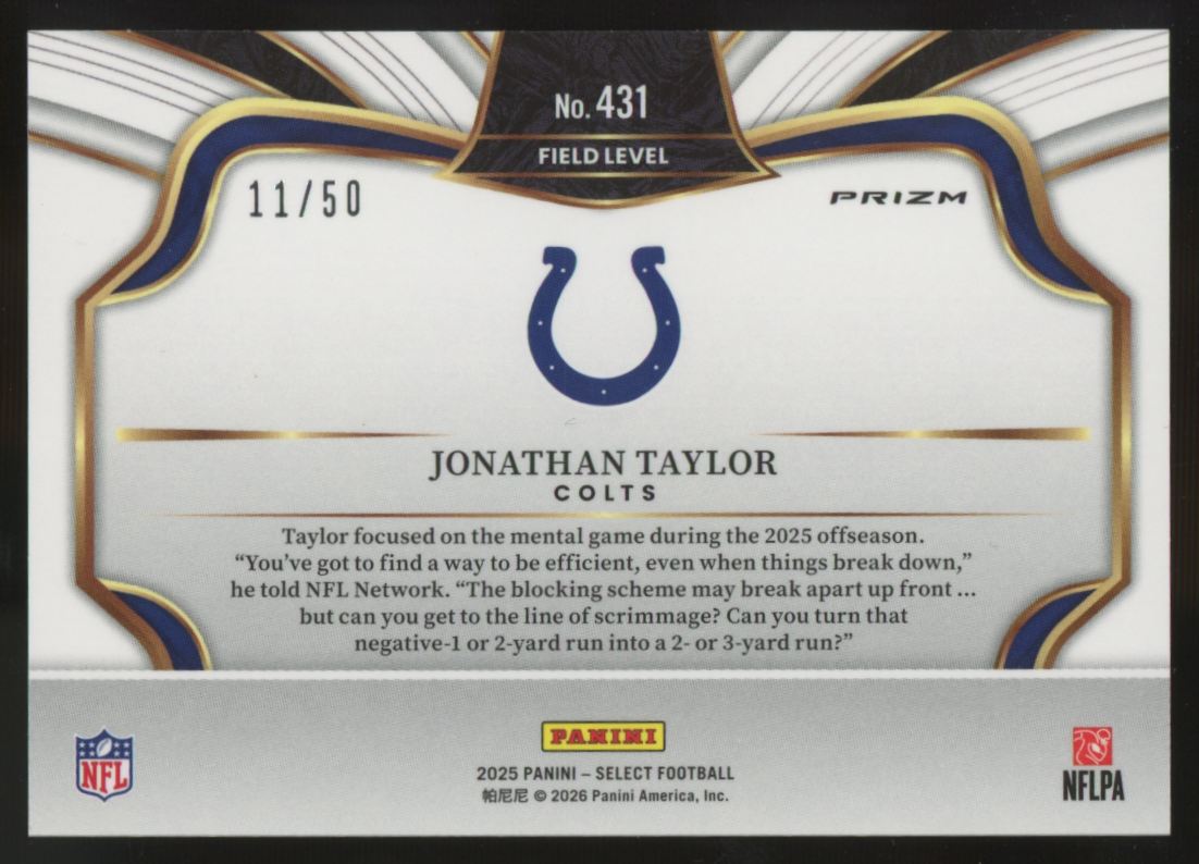 2025 Panini Select Jonathan Taylor Field Level Dragon Scale Prizm /50 #431