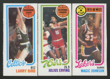 1980-81 Topps Larry Bird Julius Erving Magic Johnson RC #31 #18 EX (Separated)