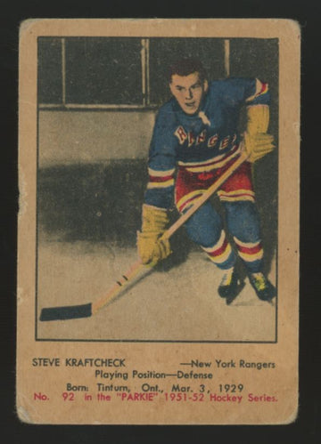 1951-52 Parkhurst Steve Kraftcheck RC #92 F/G