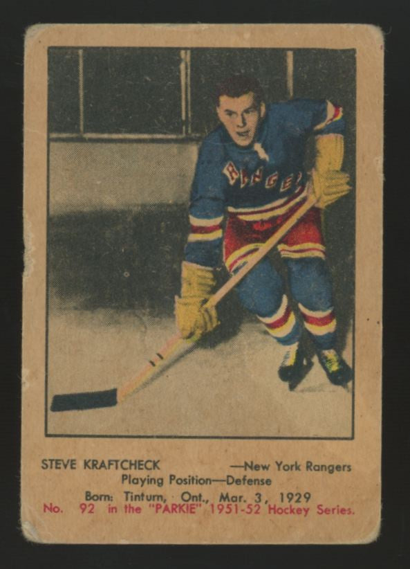 1951-52 Parkhurst Steve Kraftcheck RC #92 F/G