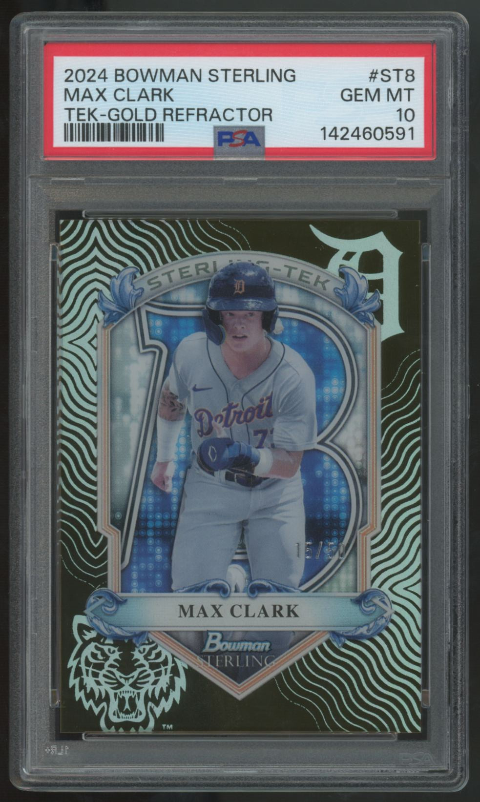 2024 Bowman Sterling Max Clark Gold Tek Refractor /50 #ST-8 PSA 10