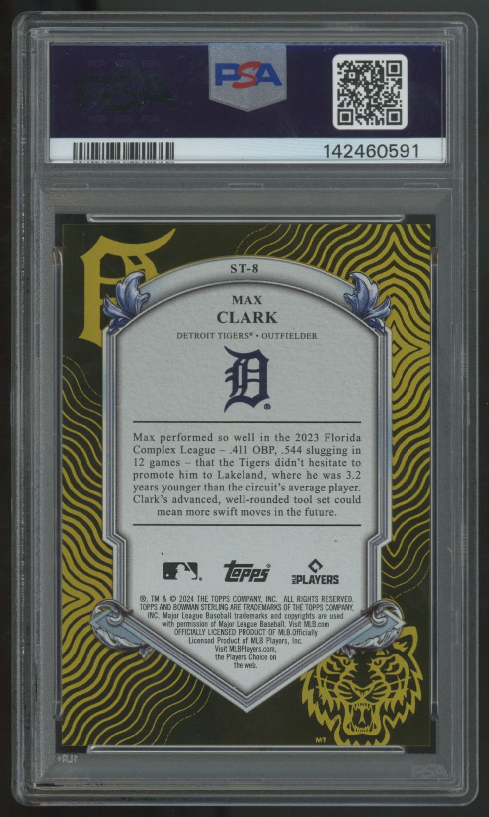 2024 Bowman Sterling Max Clark Gold Tek Refractor /50 #ST-8 PSA 10