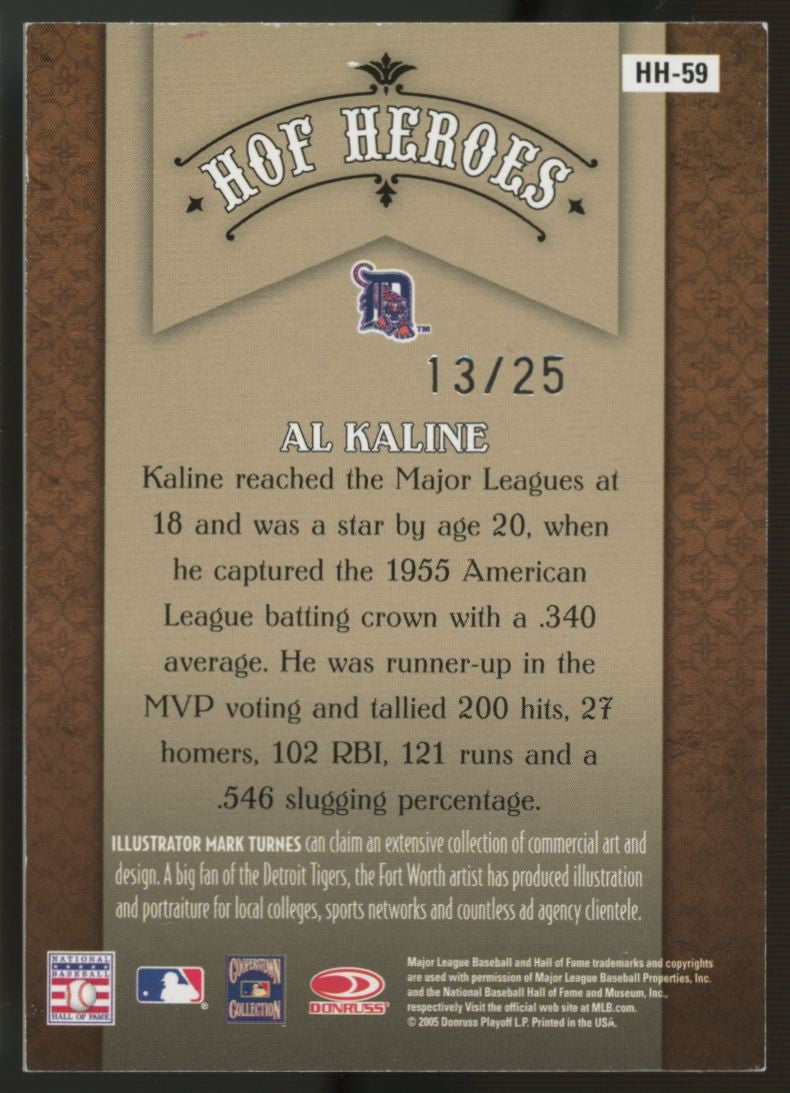 2005 Donruss Diamond Kings Al Kaline HoF Heroes Auto /25 #HH-59